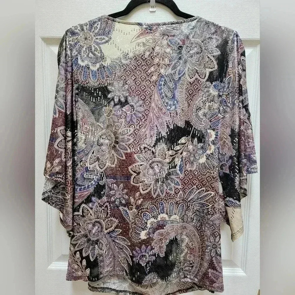 Db Established 1962 Cold Shoulder Style Shimmery Floral Blouse Size 1x - Picture 2 of 4